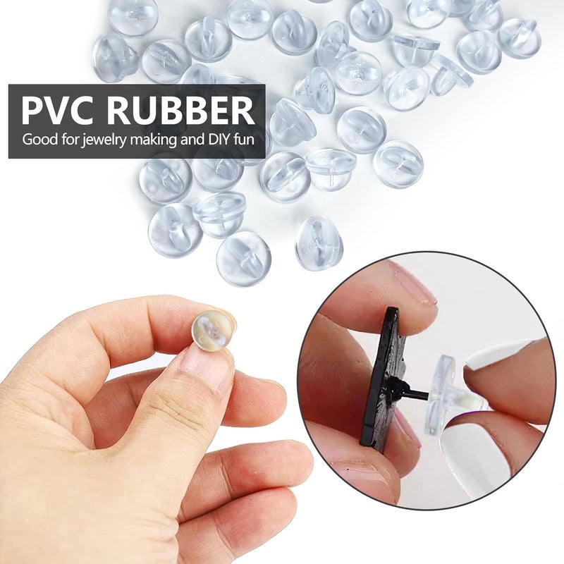 DUFEIMOY 150Pcs Rubber Pin Backs Locking, Locking Pin Backs with Storage Case, Pin Backs Pin Keepers for Brooch Tie Hat Badge Insignia, Clear Pin Locks - Image 3
